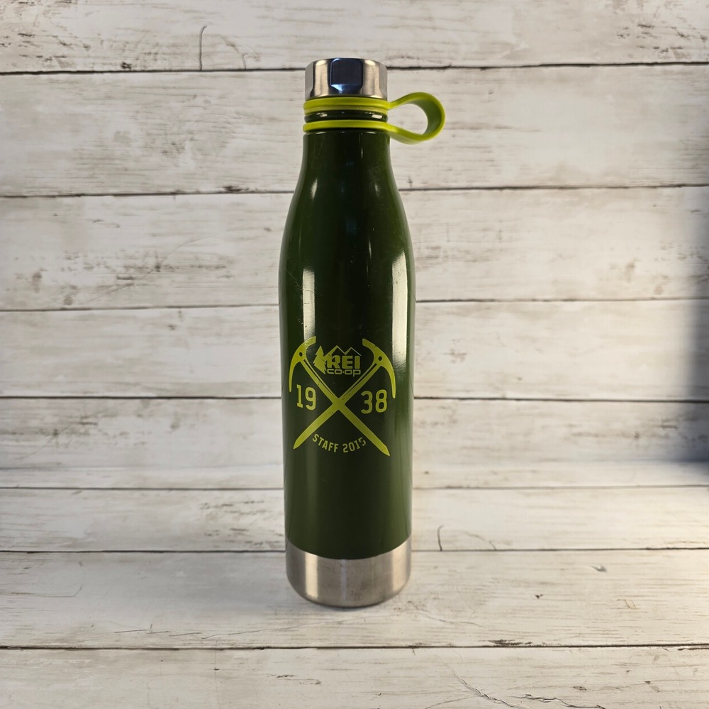 REI Co-op evrgrn Water Bottle Green Stainless Steel Staff 2015 Canteen 25oz